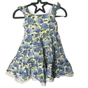 Ralph Lauren Hydrangeas Floral Cotton Mesh Dress with Flutter Sleeves 3M Baby